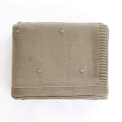 Bubble Sandy Brown Cotton Knitted Throw Blanket (60 in x 90 in)