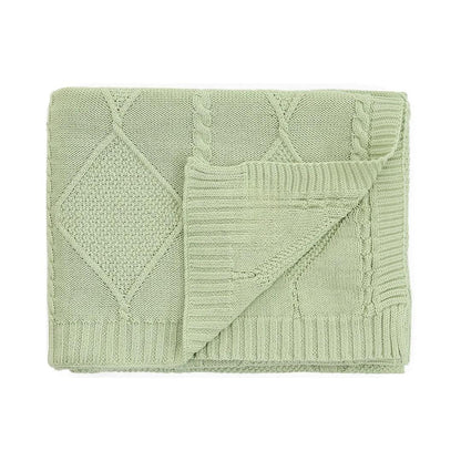 Cable Moss Desert Sage Cotton Knitted Throw Blanket (50 in x 60 in)