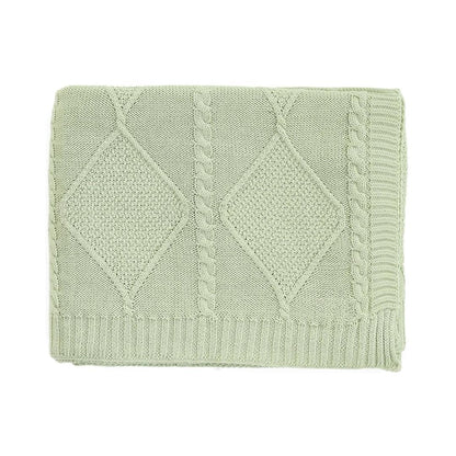 Cable Moss Desert Sage Cotton Knitted Throw Blanket (50 in x 60 in)