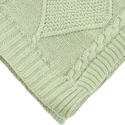 Cable Moss Desert Sage Cotton Knitted Throw Blanket (50 in x 60 in)