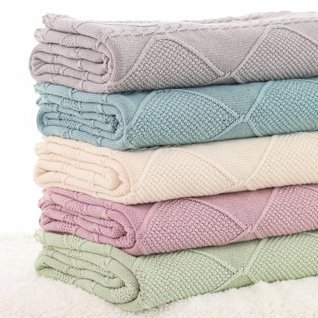 Cable Moss Desert Sage Cotton Knitted Throw Blanket (50 in x 60 in)