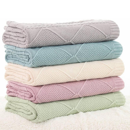 Cable Moss Dull Rose Cotton Knitted Throw Blanket (50 in x 60 in)