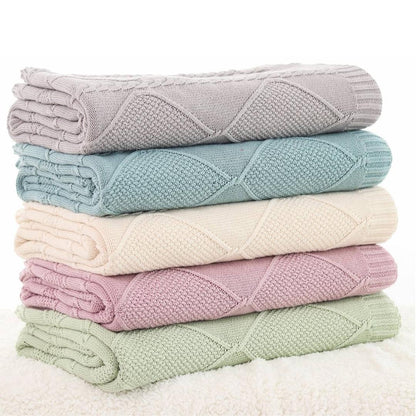 Cable Moss Natural Cotton Knitted Throw Blanket (50 in x 60 in)
