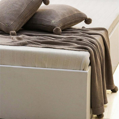 Chunky Jersey Stone & Natural Throw & Cushion Cover Set (16 in x 16 in)