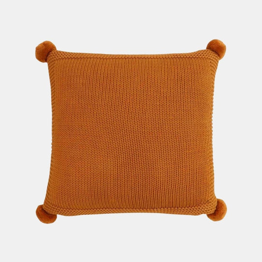 Chunky Knit Mustard Cotton Knitted Decorative Cushion Cover (16 in x 16 in)