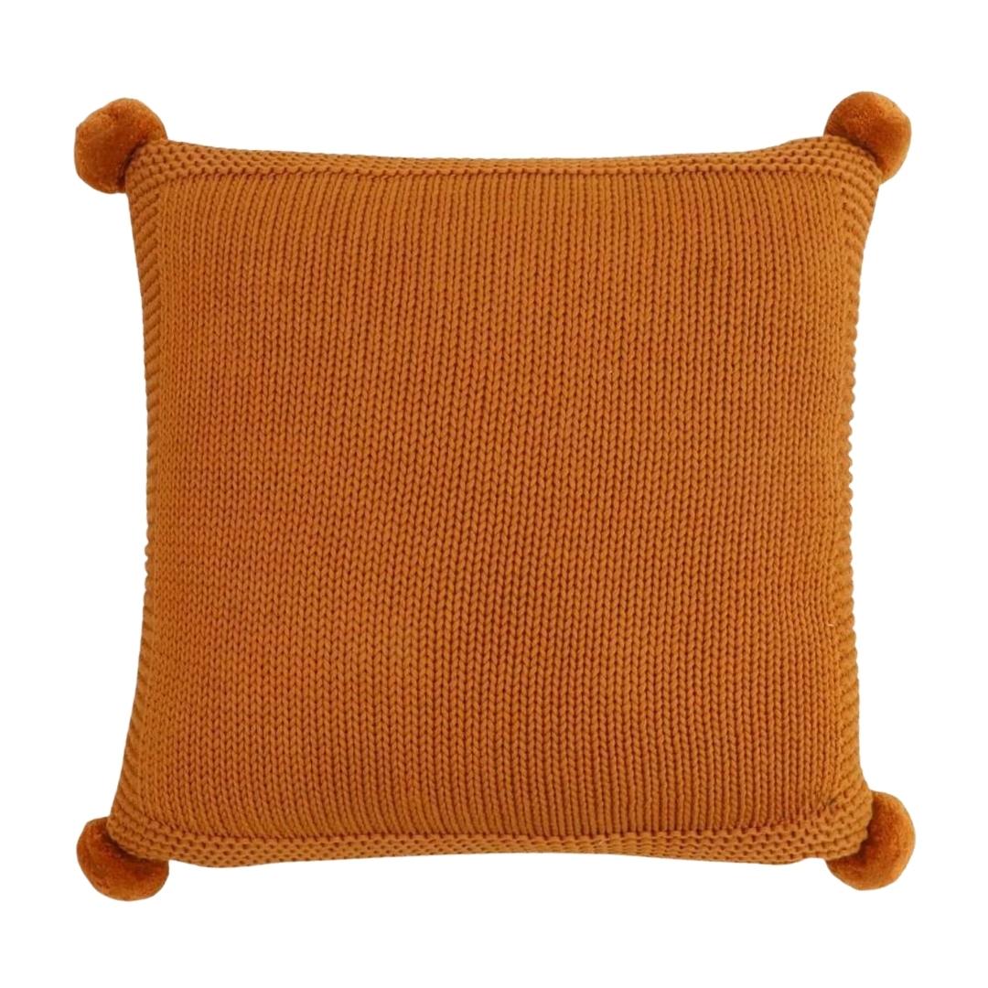 Chunky Knit Mustard Cotton Knitted Decorative Cushion Cover (16 in x 16 in)