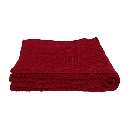 Classic Diamond Pale Pink Cotton Knitted Throw Blanket (50 in x 66 in)