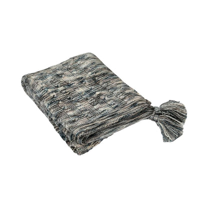 Classic Dye Stone & Natural Cotton Knitted Throw Blanket (50 in x 66 in)