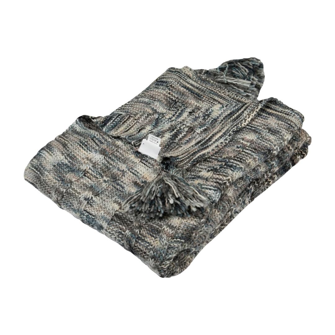 Classic Dye Stone & Natural Cotton Knitted Throw Blanket (50 in x 66 in)
