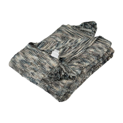 Classic Dye Stone & Natural Cotton Knitted Throw Blanket (50 in x 66 in)