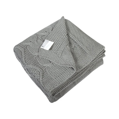 Classic Light Grey Cotton Knitted Throw Blanket (50 in x 66 in)