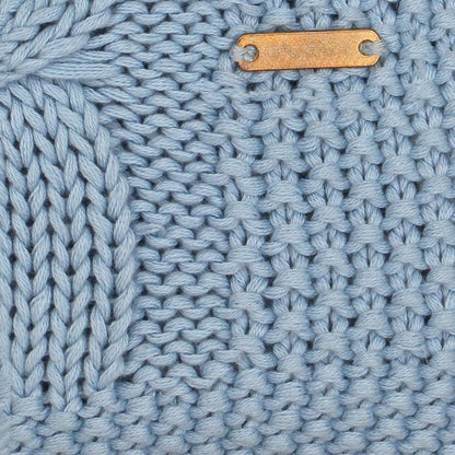Classic Sky Blue Cotton Knitted Throw Blanket (50 in x 66 in)