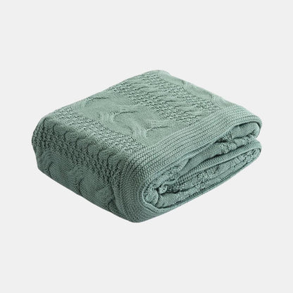 Classical Indus Blue Cotton Knitted Throw Blanket (50 in x 60 in)