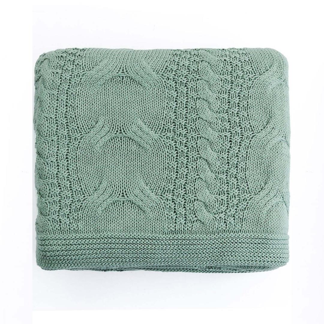 Classical Indus Blue Cotton Knitted Throw Blanket (50 in x 60 in)