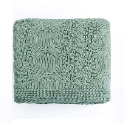 Classical Indus Blue Cotton Knitted Throw Blanket (50 in x 60 in)