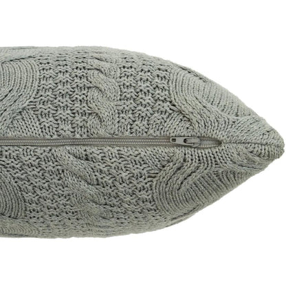 Classical Light Grey Melange Cotton Knitted Decorative Cushion Cover (18 in x 18 in)