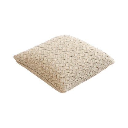 Criss Cross Light Beige Melange Cotton Knitted Decorative Cushion Cover (18 in x 18 in)