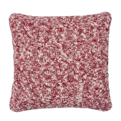 Esin Cornel Red & Ivory Cotton Knitted Decorative Cushion Cover (18 in x 18 in)