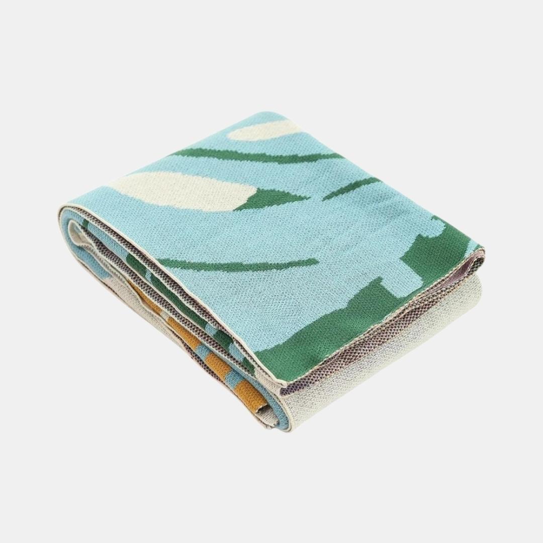 Floral Multi Colour Cotton Knitted Throw Blanket (50 in x 60 in)