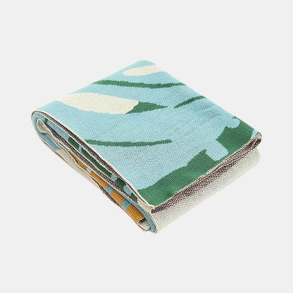 Floral Multi Colour Cotton Knitted Throw Blanket (50 in x 60 in)