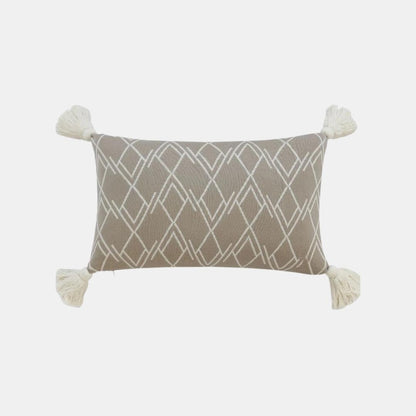 Gianna Natural & Stone Cotton Knitted Decorative Cushion Cover (12 in x 20 in)