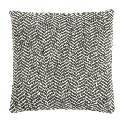 Herringbone Honeydew & Natural Cotton Knitted Decorative Cushion Cover (18 in x 18 in)