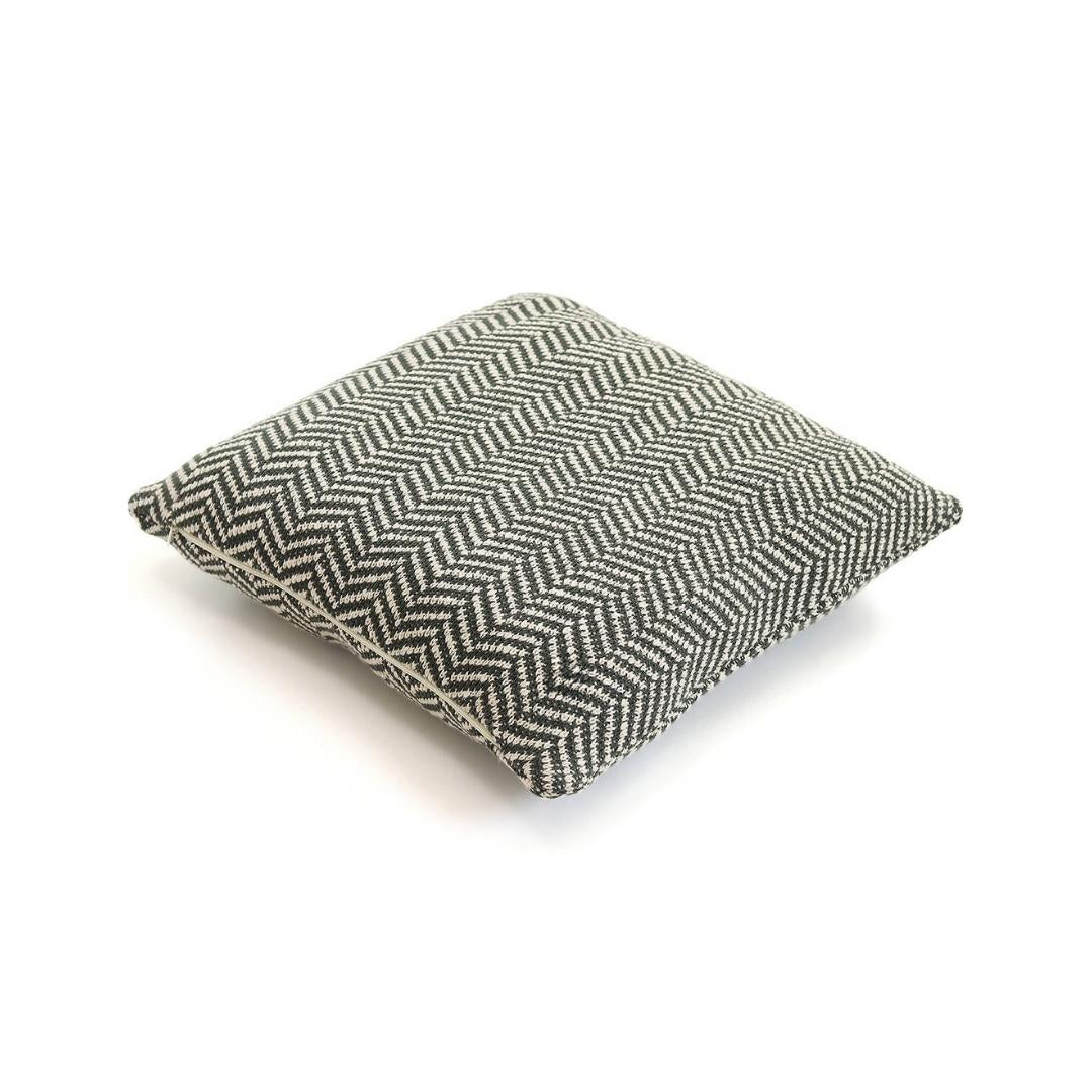 Herringbone Honeydew & Natural Cotton Knitted Decorative Cushion Cover (18 in x 18 in)