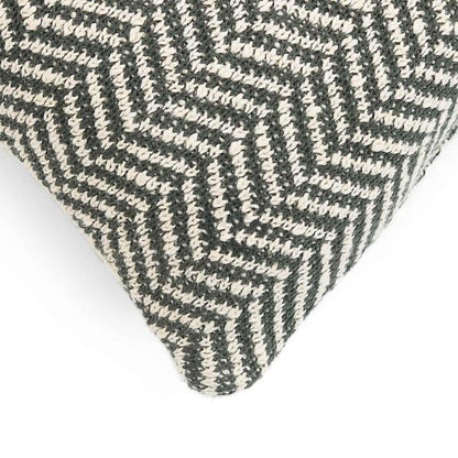 Herringbone Honeydew & Natural Cotton Knitted Decorative Cushion Cover (18 in x 18 in)