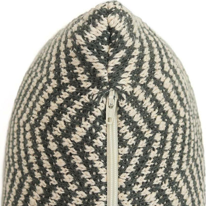Herringbone Honeydew & Natural Cotton Knitted Decorative Cushion Cover (18 in x 18 in)