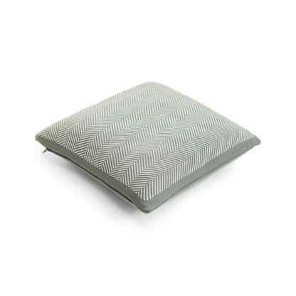 Herringbone Ryegrass & Natural Cotton Knitted Decorative Cushion Cover (16 in x 16 in)