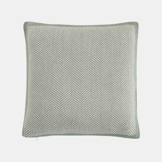 Herringbone Ryegrass & Natural Cotton Knitted Decorative Cushion Cover (16 in x 16 in)