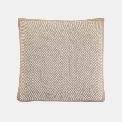Herringbone Stone & Natural Cotton Knitted Decorative Cushion Cover (16 in x 16 in)