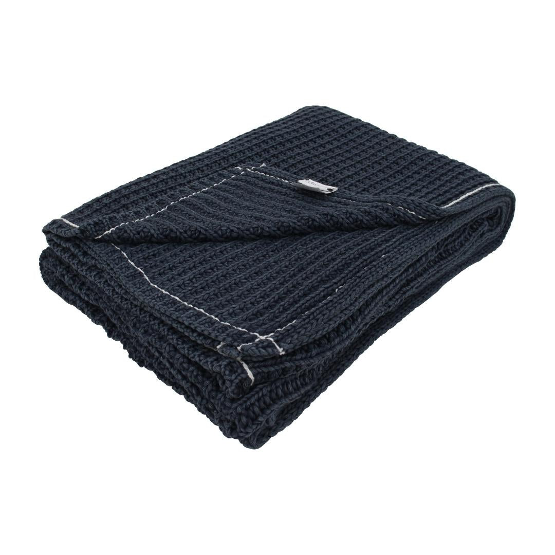 Jersey Blue Cotton Knitted Throw Blanket (50 in x 66 in)