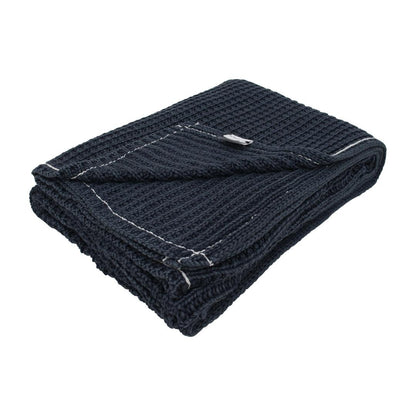Jersey Blue Cotton Knitted Throw Blanket (50 in x 66 in)