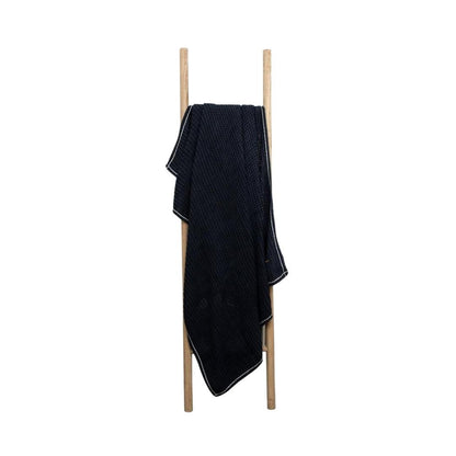 Jersey Blue Cotton Knitted Throw Blanket (50 in x 66 in)