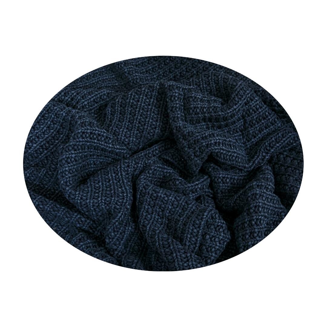 Jersey Blue Cotton Knitted Throw Blanket (50 in x 66 in)