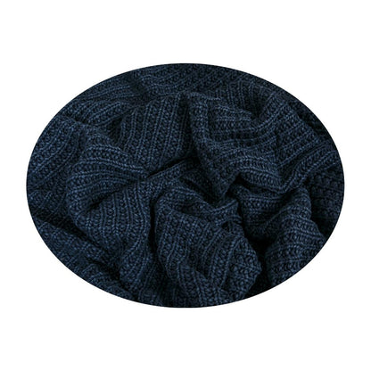Jersey Blue Cotton Knitted Throw Blanket (50 in x 66 in)