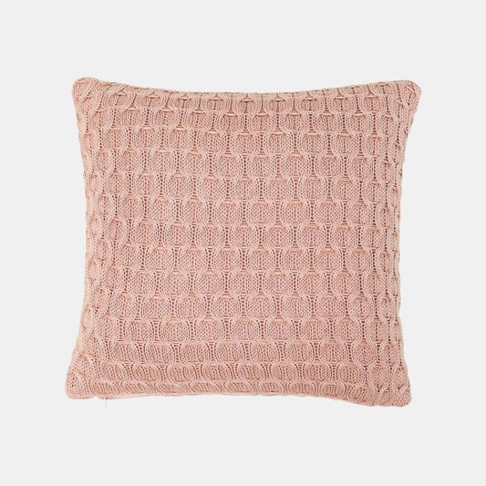 Kelly Knit Pale Pink Cotton Knitted Decorative Cushion Cover (16 in x 16 in)
