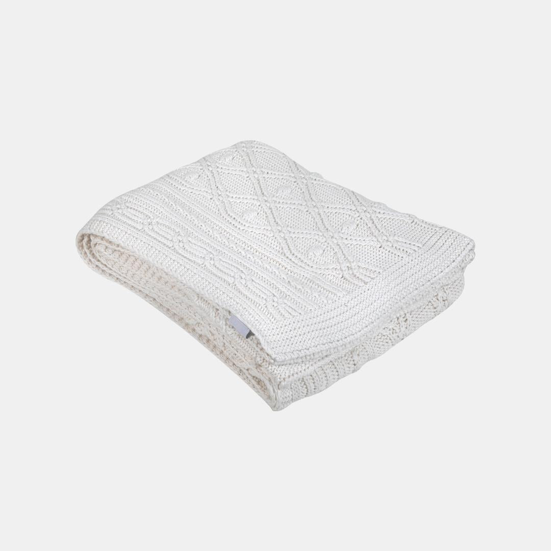 Knit Eye Cashew Cotton Knitted Throw Blanket (50 in x 66 in)