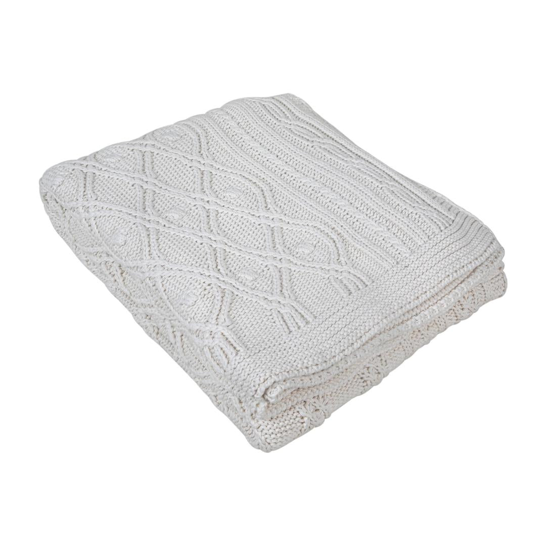 Knit Eye Cashew Cotton Knitted Throw Blanket (50 in x 66 in)