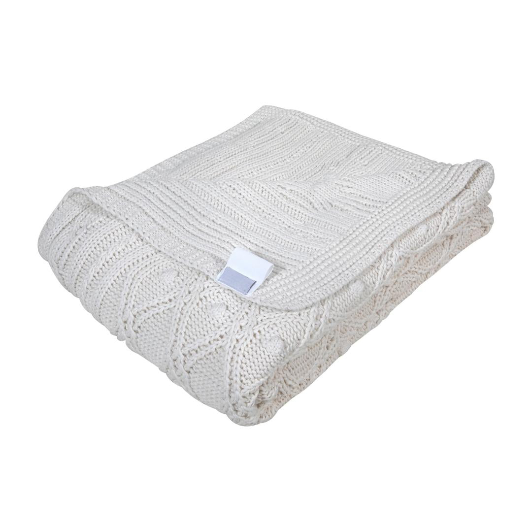 Knit Eye Cashew Cotton Knitted Throw Blanket (50 in x 66 in)