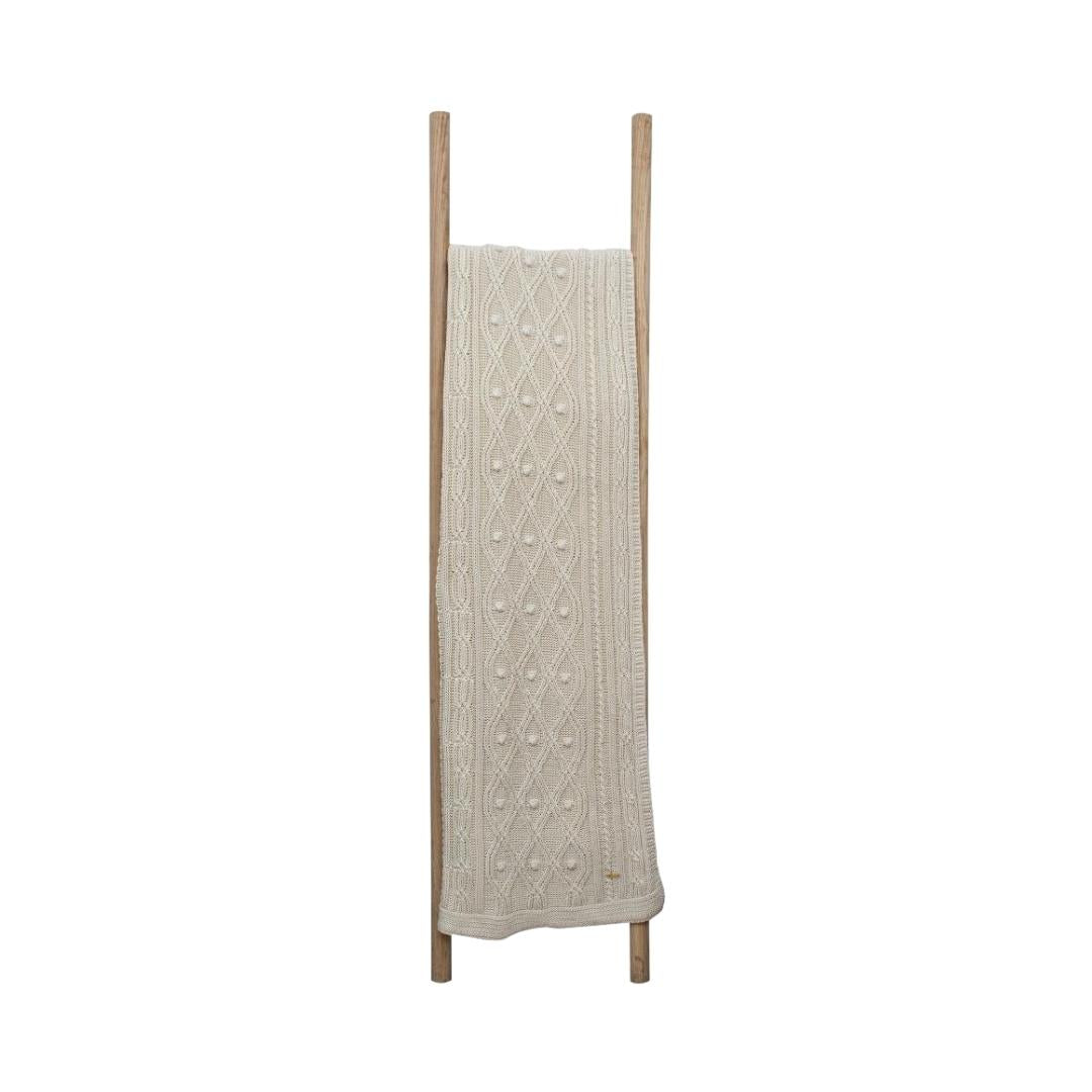 Knit Eye Cashew Cotton Knitted Throw Blanket (50 in x 66 in)