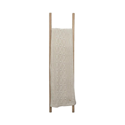 Knit Eye Cashew Cotton Knitted Throw Blanket (50 in x 66 in)