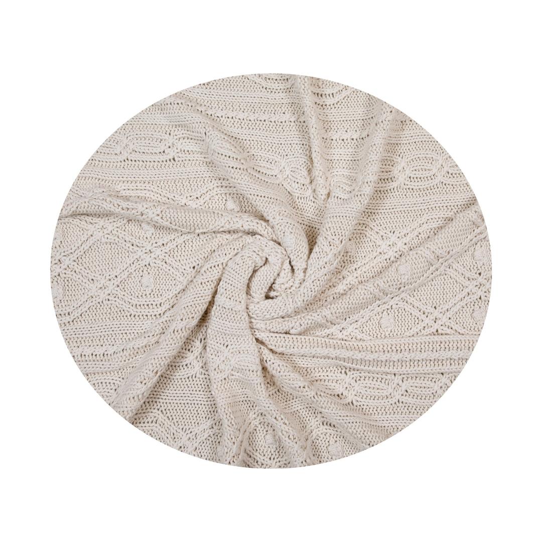 Knit Eye Cashew Cotton Knitted Throw Blanket (50 in x 66 in)