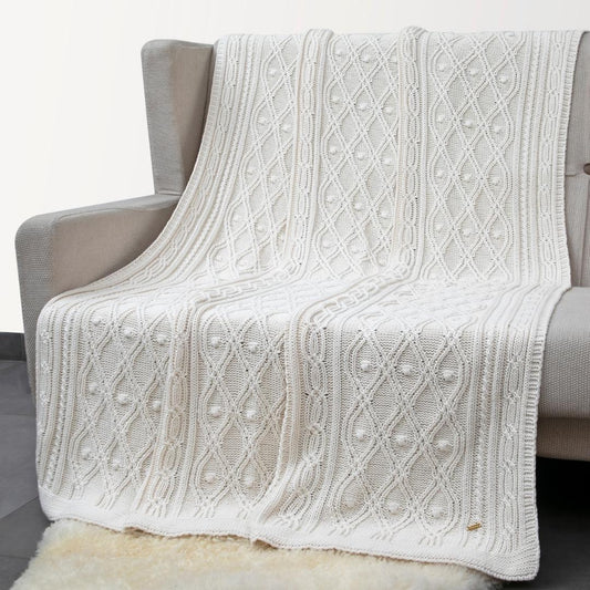 Knit Eye Cashew Cotton Knitted Throw Blanket (50 in x 66 in)