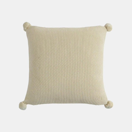 Moss Stitch Natural Cotton Knitted Decorative Cushion Cover (18 in x 18 in)