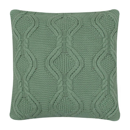 Chunky Classic Light Green Cotton Knitted Decorative Cushion Cover (20 in x 20 in)