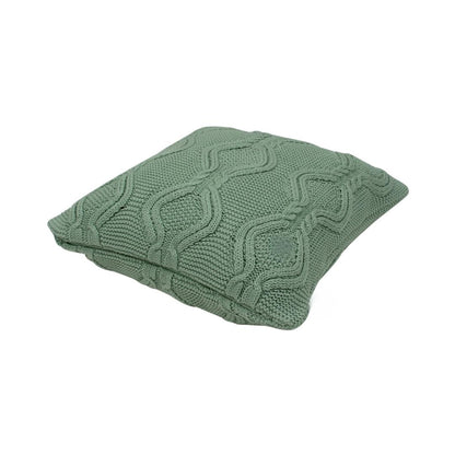 Chunky Classic Light Green Cotton Knitted Decorative Cushion Cover (20 in x 20 in)