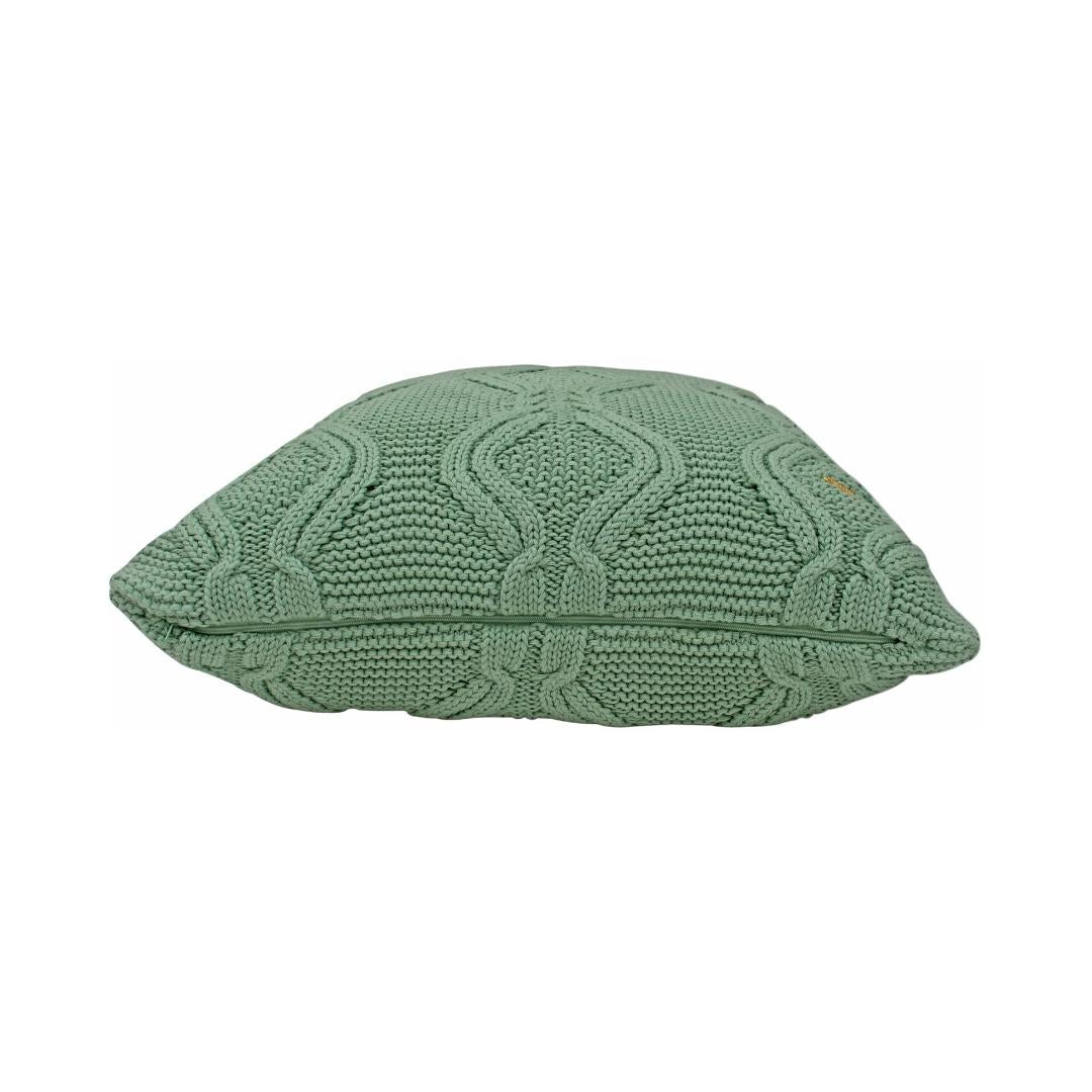 Chunky Classic Light Green Cotton Knitted Decorative Cushion Cover (20 in x 20 in)