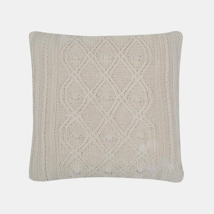 Knit Eye Cashew Cotton Knitted Decorative Cushion Cover (20 in x 20 in)